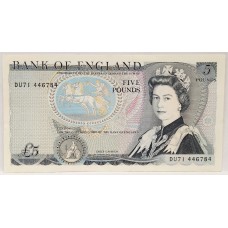 GREAT BRITAIN UK 1960 . FIVE 5 POUNDS BANKNOTE . ERROR . NO SIGNATURE 